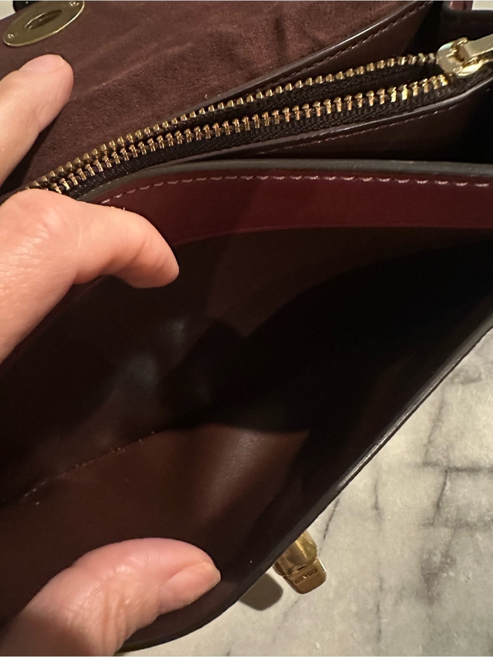 Coach Brown Signature Monogram Clutch with Burgundy Trim - Picture 11 of 16